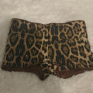 Edikted High Waist Leopard Sequin Shorts